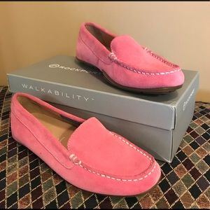Rockport PINK suede Penny Loafers.